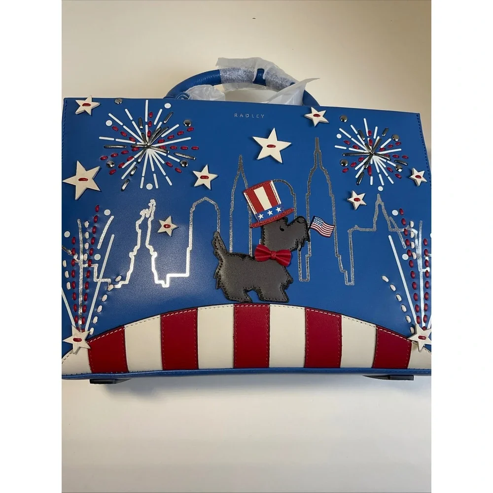 Radley London Fireworks and Str Cobalt Leather NYC Satchel Bag RHG21001 NEW